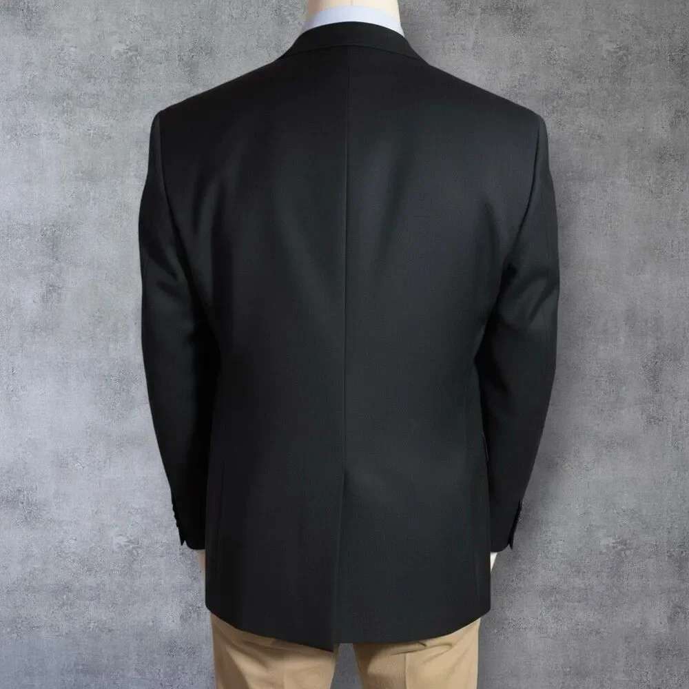 $395 Ralph Lauren Men’s Blazer 42R Black Wool Sport Coat 2 Button Suit Jacket